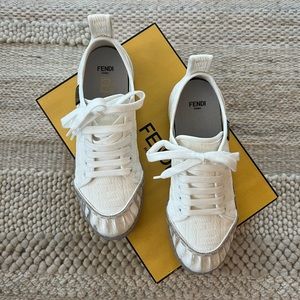White Canvas Fendi Sneakers
